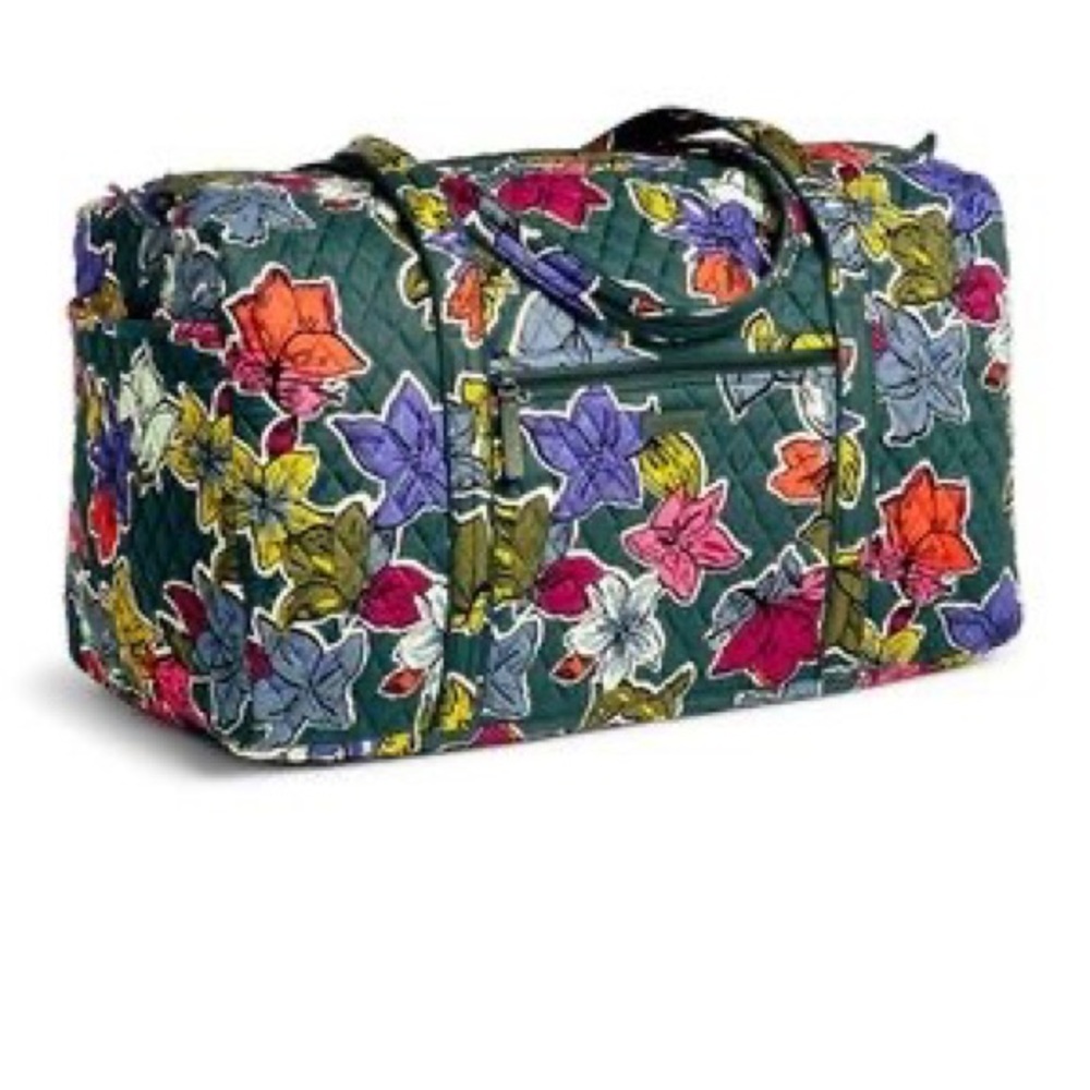 Vera Bradley Falling Flowers Quilted Large Duffle Weekend Bag NWOT